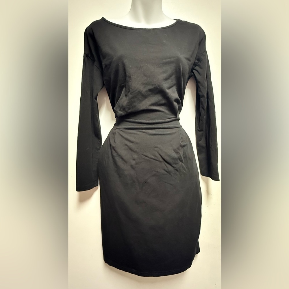 Elegant Black Long Sleeve Dress Size M
